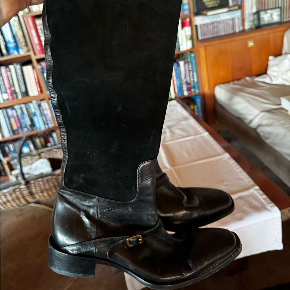 Used Ralph Lauren, black boots, suede, and smooth leather